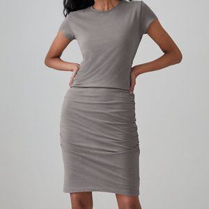 The Group Babaton Aritzia IDA Ruched Side Pima Cotton Midi T-shirt Dress Size XS